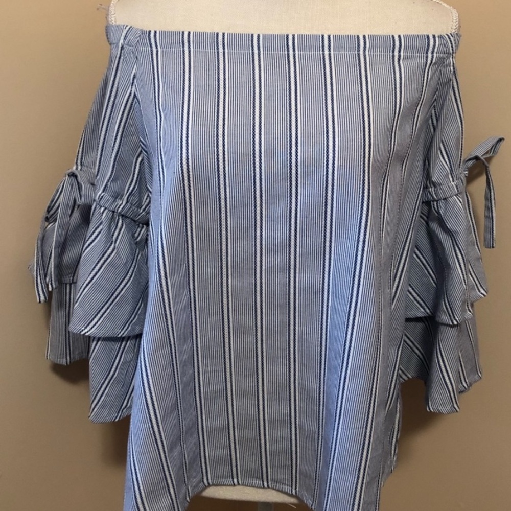 NU Construction Blue Striped Shirt